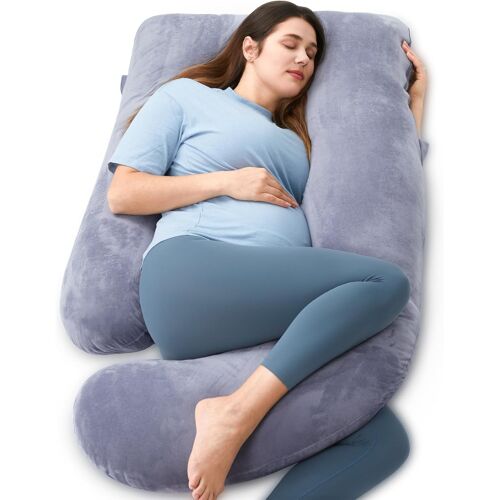 Ulteronixshop-Coussin de Grossesse, en Velours Cristal, en Forme de U, pour Dormir sur Le côté, 145 cm, soulage Le Dos et Les Hanches