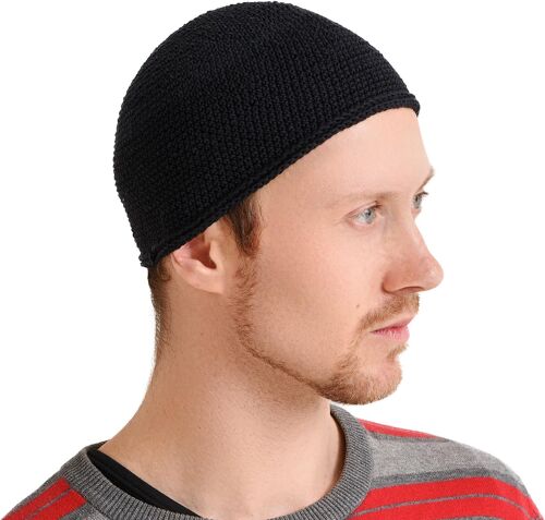 Ulteronixshop-Chapeau Homme Bonnet Court Islam - Kufi Beanie Crane Chauve en Coton Elastique Skull Cap Mode Ajusté Fait À La Main en 2 Tailles