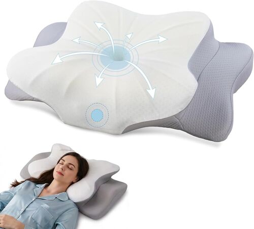 Ulteronixshop-Oreiller Soya 3.0 Ergonomique Cervical ¿ Oreillers Anti-Ronflements, Mousse À Mémoire De Forme Souple Avec 2 Hauteurs - Pour Dormir Sur Le Côté Et Sur Le Dos 