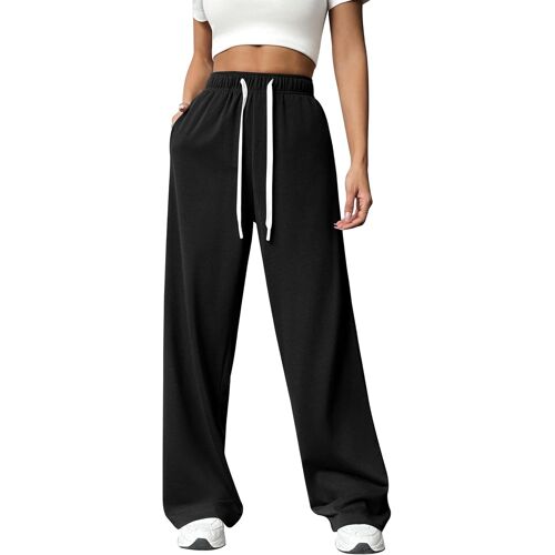 Ulteronixshop-Pantalon De Jogging Damen Sporthose Lang Baggy Traininghose Taille Haute Freizeithose Lockere Sweatpants Mit Elastischem Bund Weites Gerades Bein Yoga Gym Hose Runfhosen