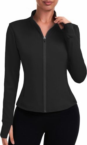 Ulteronixshop-Veste De Course Sport Courte Pour Femme Veste D'entraînement À Manches Longues Vestes De Yoga Shirt De Survêtement De Fitness Poches Zippées Avec Trous Pour Les Pouces