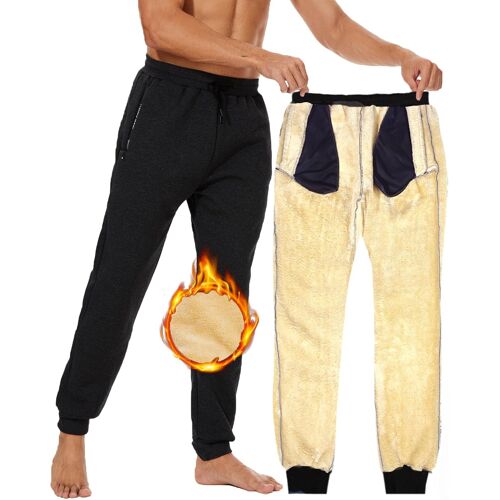 Ulteronixshop-Thermique Pantalon De Jogging Homme Hiver Pantalons De Survêtement Doublés En Polaire Sherpa Ultra Chaud Pants De Sport Avec Poches Training Sportswear