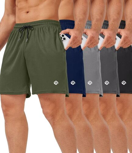 Ulteronixshop-Lot De 5 Shorts De Sport Pour Homme - 12,7 Cm - Séchage Rapide - En Maille - Légers - Avec Poches