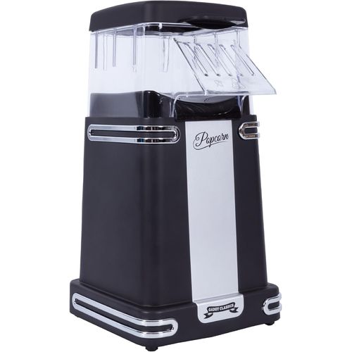Ulteronixshop-Machine à Pop-Corn - Appareil à Popcorn - Machine à Pop-Corn à Air Chaud Rapide - Sans Huile, sans Graisse - avec Tasse à Mesurer et Couvercle Supérieur Amovible - Revêtement Noir Rétro