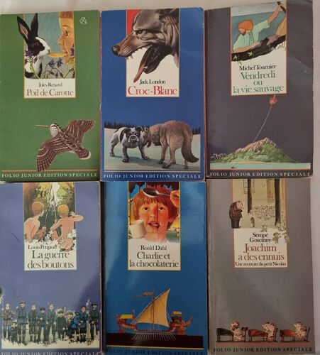 Lots De 6 Romans Poil De Carotte - La Guerre Des Boutons-Vendredi Et La Vie Sauvage-Charlie Et La Chocolaterie-Joachim A Des Ennuis-Croc Blanc