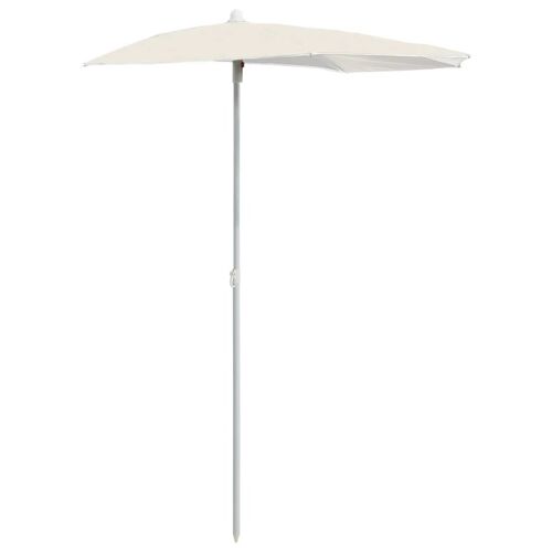 Demi-Parasol De Jardin Avec Mât 180 X 90 Cm Sable Helloshop26 02_0007729