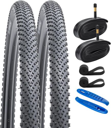 Subzonal-Yunscm 700c Lightweight Vélo Pneus 700x35c (Etrto 35-622) And 700c Vélo Chambre À Air - 60tpi Nylon, Puncture-Resistant, Compatible With Gravel Vélo Pneus 700x33c/34c/35c/36c/37c- 2 Pcs (Y-5