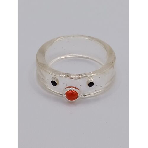 Bague En Resine ,Nez Rouge,Transparent,Taille 18.47 Mm