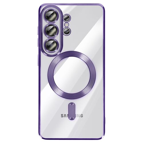 Coque pour Galaxy S26 Ultra Compatible MagSafe avec Contour Chromé Violet