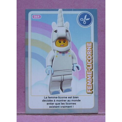 Carte Lego " Crée Ton Monde " - N° 064- Femme Licorne - Auchan 2018