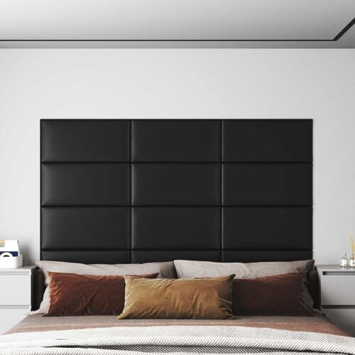 vidaXL Tête de lit murale 12 pcs Noir 60 x 30 cm tissu