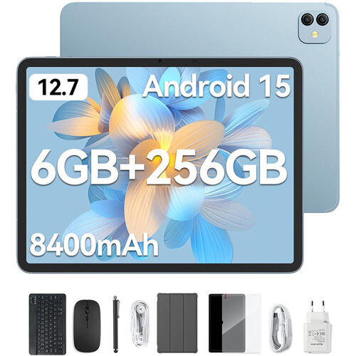 Tablette x Duoke AI Blackview LINK 8 12.7" 2K+ 90Hz, 18 Go + 256 Go/SD 2 To, Android 15, 8400 mAh, 16+13MP, WPS, PC Mode - Bleu