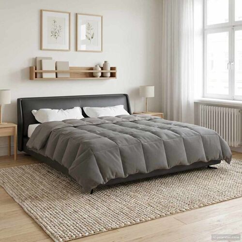 vidaXL Duvet complet toute l'année Gris clair 200 x 200 cm Microfibre
