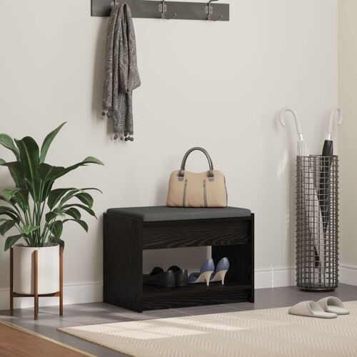 Vidaxl Banc D'entrée Avec Coussin Chêne Noir 63 X 38 X 45 Cm
