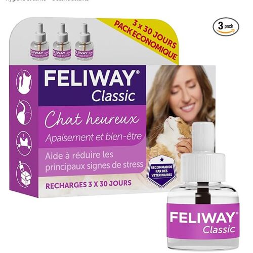 Feliway Classic - Anti-Stress Pour Chat - Pack Économique 3 Recharges (3x30 Jours)