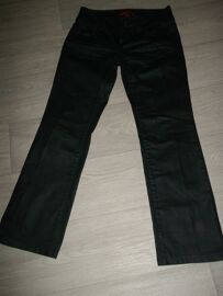 Jean Morgan Noir Coton Enduit Taille 42 Tbe