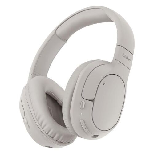 Belkin SoundForm Surround - Écouteurs avec micro - circum-aural - Bluetooth - sans fil, filaire - USB-C, jack 3,5mm - sable