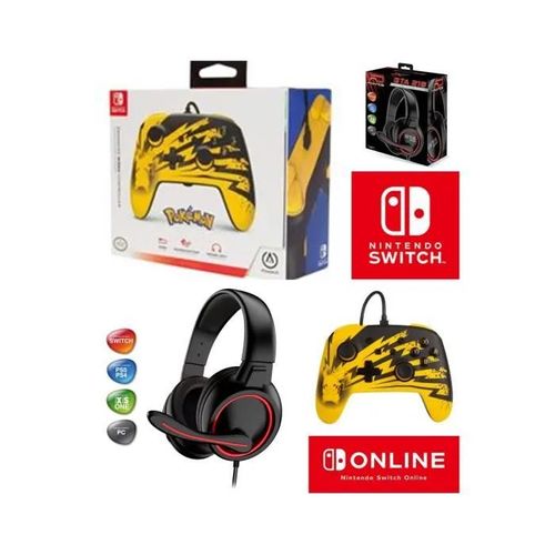 Pack - SPIRIT OF GAMER - PRO GT210 - Manette filaire Switch Pikachu - Casque 40 mm - Multiplateforme