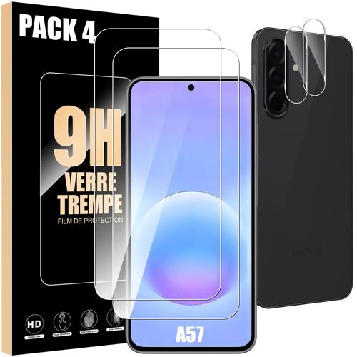 2 Verres Trempés et 2 Vitres Objectif Arrière pour Samsung Galaxy A57 5G - Protection 9H Rigide - E.F.Connection