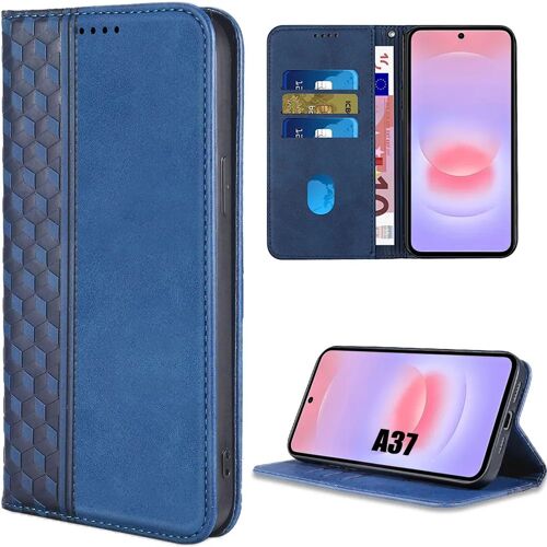 Coque pour Samsung Galaxy A37 5G, Protection Antichoc Synthécuir Bleu Marine Motif Mosaïque - E.F.Connection