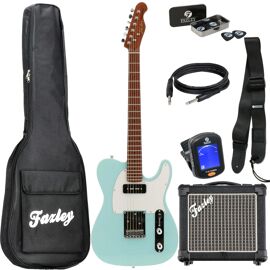 Fazley Sunset Series Tempest 90 Sky Blue Pack Débutant Guitare Électrique
