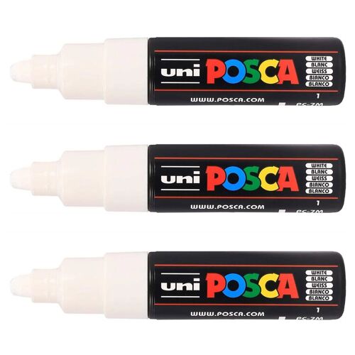 Posca Lot De 3 Marqueurs Pointe Large Conique Pc7m Bl Blanc