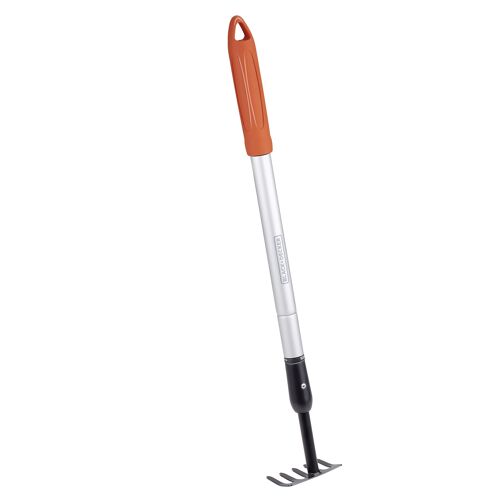 BLACK+DECKER Râteau Jardin à 5 Dents Réglable de 66 à 100 CM - Acier au Carbone, Fibre de Verre et PVC - Orange/Noir