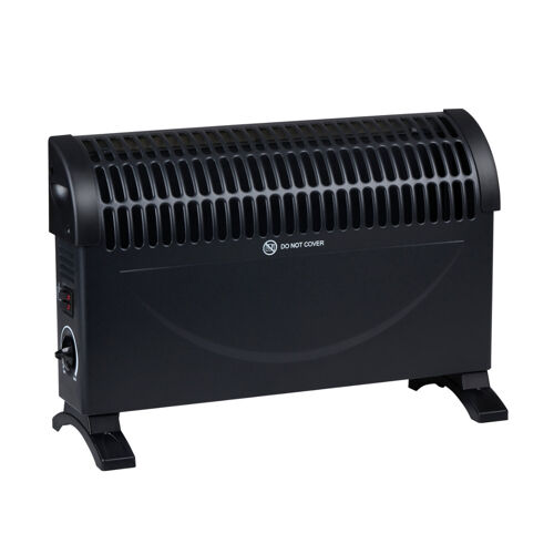 alpina Chauffage d'Appoint électrique 1500W - Radiateur Soufflant - Thermostat réglable et 3 Niveaux de Puissance - Chauffage jusqu'à 10 m² - 50 x 18 x 33 cm - Noir