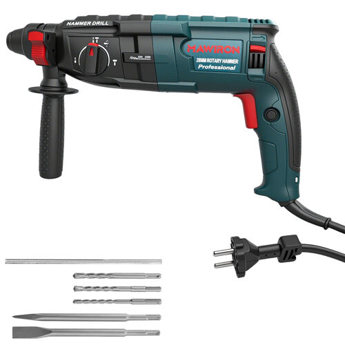 Forage à marteau rotatif puissant avec contrôle des vibrations, embrayage de sécurité, Rotomartillo de démolition de 3 fonctions pour boîtier en béton