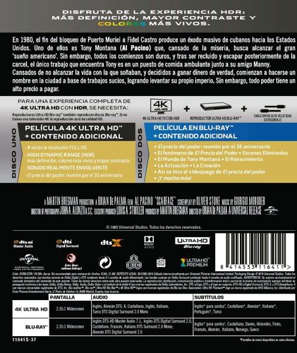 Scarface (1983) (Blu Ray 4k Ultra Hd) / El Precio Del Poder