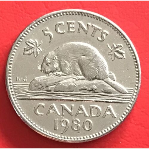 5 Cents - Elizabeth I I  - Castor - 1980 - Canada
