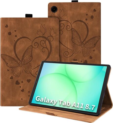 LORANKA-Coque pourSamsung Galaxy Tab A11 8.7 Pouces 2025 Étui à Rabat Cuir PU avec Fonction Support et Porte-Pencil Housse de Protection Brun