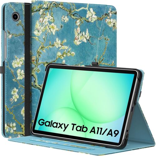 ELVORIX-Coque pour Samsung Galaxy Tab A11 8,7 Pouces 2025, Galaxy Tab A9 8,7 Pouces 2023, Étui en Cuir PU avec Support Multi-Angles, Dragonne, Poche Avant pour Galaxy Tab A11 Tablette, Abricot Épanou