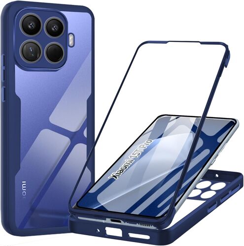 LORANKA-Coque pour Xiaomi 15T Pro Antichoc Housse avec Protège-écran 360 Full Body Protection Etui Robuste Double Face Transparent TPU Case Coque pour Xiaomi 15T Pro, Bleu