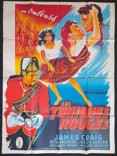 Les Tuniques Rouges - Film Western 1953 Réalisé Par Lesley Selander Avec James Craig , Guy Kingsford , Rita Moreno - Affiche De Cinéma Originale 120x160 Cm - French Movie Poster Fort Vengeance