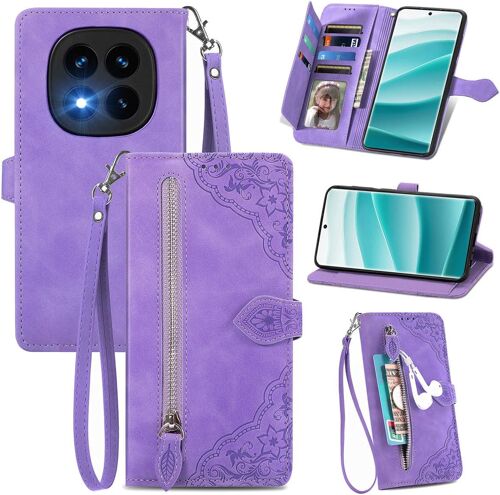 LORANKA-Coque Porte Monnaie pour Xiaomi Redmi Note 14 Pro+ (Plus) 5G, Etui Portefeuille en Cuir PU avec Cover en TPU, Etui Multifonctionnel Porte-Cartes avec Dragonne. Violet