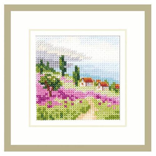 Kit Point De Croix Compté "Lavande Au Bord De La Mer" 7x7 Cm