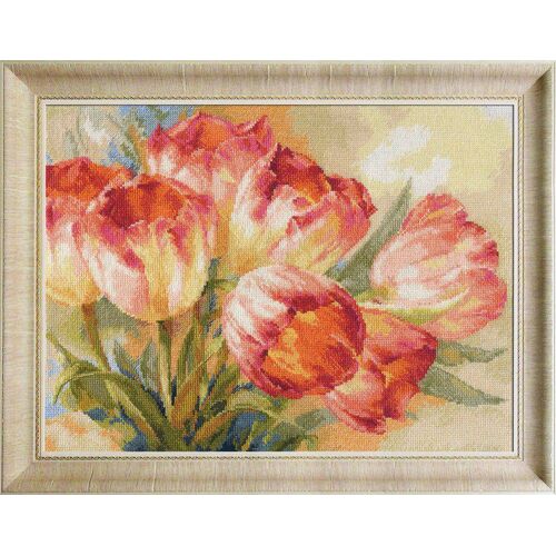 Kit Point De Croix Compté "Tulipes" 40x30 Cm