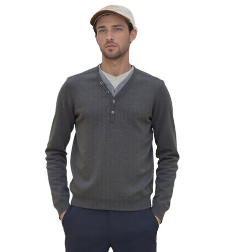 Pull Col V Homme Gris Décontracté À Manches Longues - Style Élégant En Coton 100%