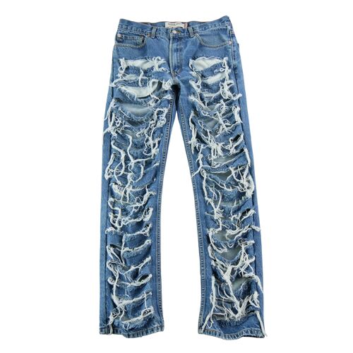 Reconditionné - Jean Homme Upcycling Levis 505 - Taille W34/L34 - Homme - Bleu