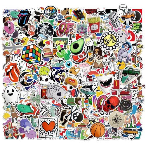 KALANKA-Lot de 300 autocollants tendance tendance pour adultes, adolescents, vinyle, imperméables, marques graffit pour skateboard, guitare, ordinateur, scooter, ordinateur portable