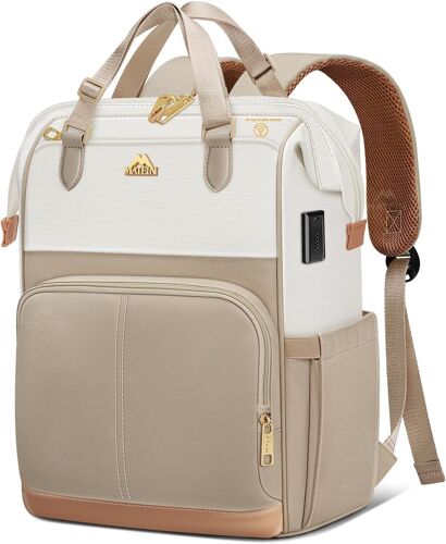 acdsgd-Sac à dos de travail antivol femme,15.6 pouces Sac à Dos Ordinateur Portable,Sac a dos voyage avec port USB,fermeture éclair antivol et poche RFID,Idéal pour école voyage et travail,Beige Kaki