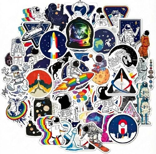 acdsgd-50 Autocollants de pour NASA Espace Explorer Vinyle Stickers,Stickers Réutilisables Haute Qualité, Imperméables UV pour Ordinateur Portable, Valise, Skateboard, Décoration Chambre
