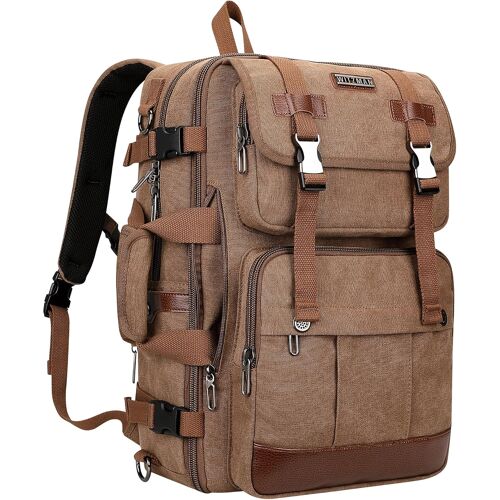 acdsgd-Sac à Dos Homme Voyage Toile Vintage Femme Grand Fit 16 pouces Ordinateur Portable 3 en 1 Sacs Amélioré/Marron, M