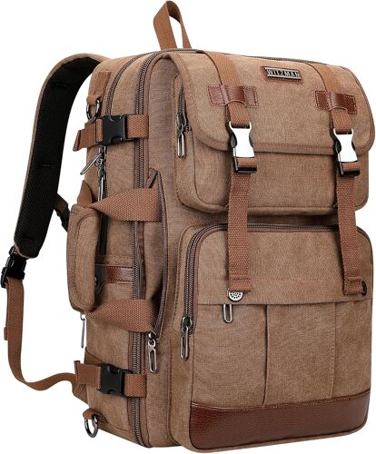 acdsgd-Sac à Dos Homme Voyage Toile Vintage Femme Grand Fit 16 pouces Ordinateur Portable 3 en 1 Sacs Amélioré/Marron, M