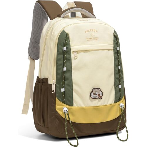 acdsgd-Sac à Dos pour Garçons Filles Léger Extérieur, Sac Ecole Collège Lycée Grande Capacité pour 15.6"" Ordinateur, Cartable Adolescent Scolaire Imperméable Durable, Vert