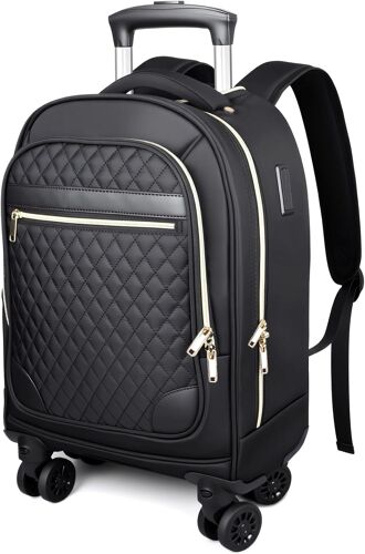 acdsgd-Sac à Dos à roulettes pour Femme 15.6 Pouces- Valise à roulettes légère- Sac à Dos étanche pour Ordinateur Portable avec poignée télescopique pour Affaires,université,Avion-Capacité 35L
