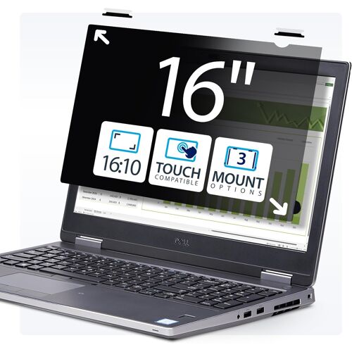 acdsgd-StarTech.com Filtre de Confidentialité Tactile de 16"" 16:10, Écran de Confidentialité/Filtre Antireflet, Protecteur d'Écran d'Ordinateur Portable avec Réduction de 51% de la Lumière Bleue, Rabattable