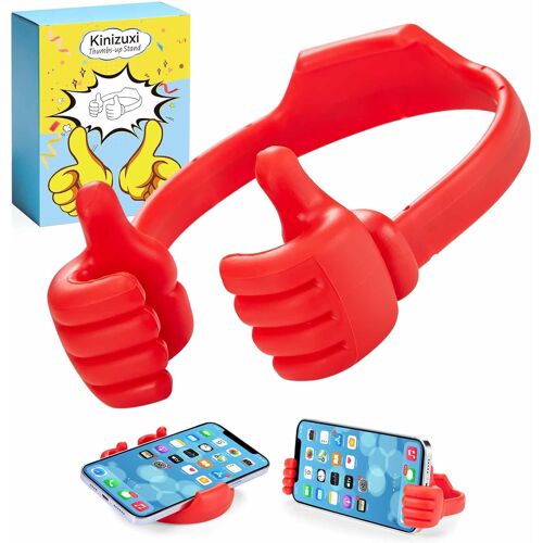 JGD-Cadeaux de Noël de Chaussette Support de Téléphone Portable Thumbs Up Lazy,Support de Téléphone Portable Universel pour Bureau,Support de Smartphone pour iPhone, iPad, Samsung et Plus (Rouge)