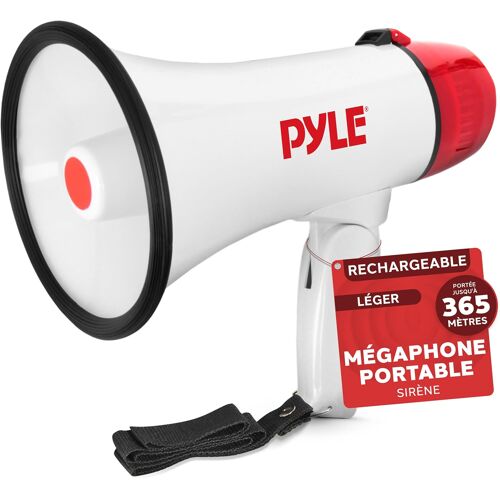 acdsgd-Mégaphone 20W - Mégaphone Portable, Portée de Projection Jusqu'à 365 Mètres Carrés, Mode Parole et Alerte Sirène, Bandoulière, Fonctionne sur Batterie (Blanc)